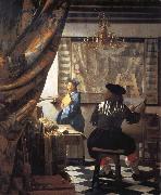 VERMEER VAN DELFT, Jan The Artist in his studio oil painting on canvas
